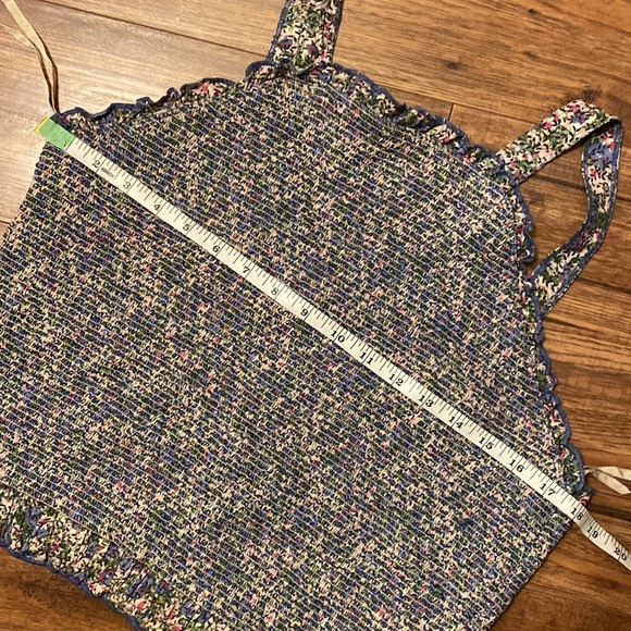 ❤️ L ❤️ NWT Anthro Tank Cropped Halter Smocked Ruffled Stretch​ - Picture 7 of 8